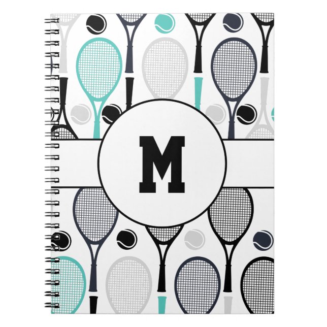 Monogrammed Letter Player Name Personalised Tennis Notebook (Front)