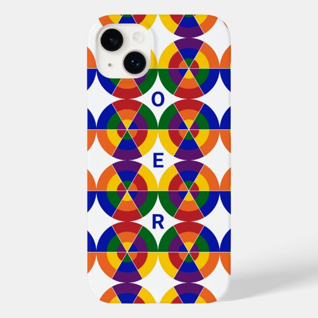 Monogrammed LGBT Pride Geometric Rainbow Pattern Case-Mate iPhone Case (Back)