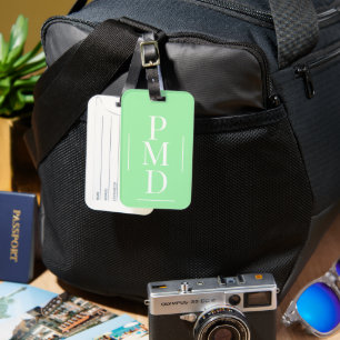 Monogrammed Light Green Luggage Tag
