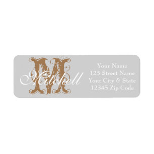 Monogrammed Light Grey return address labels
