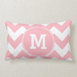 Monogrammed Light Pink Zigzag Pattern Lumbar Cushion