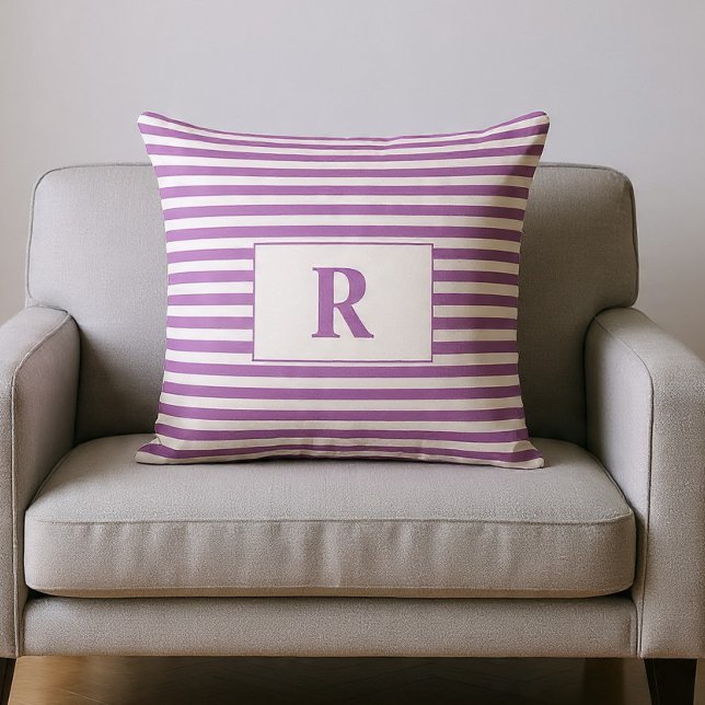 Monogrammed Light Purple/White Stripes Cushion (Creator Uploaded)
