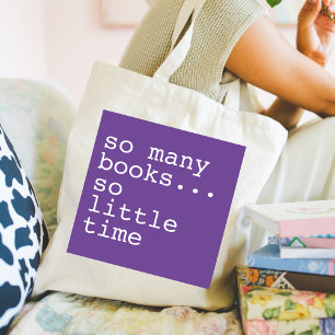 Monogrammed Lilac Book Lovers So Many Books Tote Bag