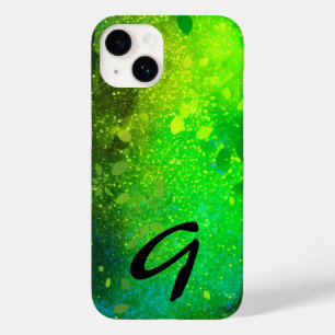 Monogrammed Lime Green Forest Faux Glitter Case-Mate iPhone 14 Case