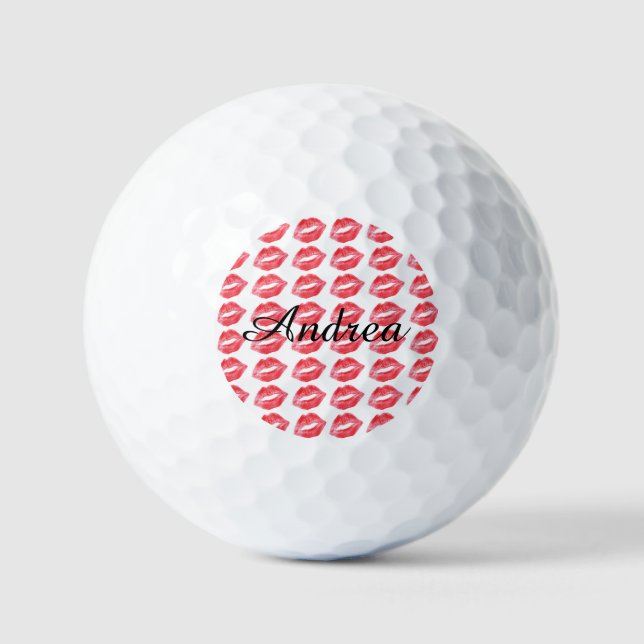 Monogrammed Lipstick kisses Golf Balls (Front)