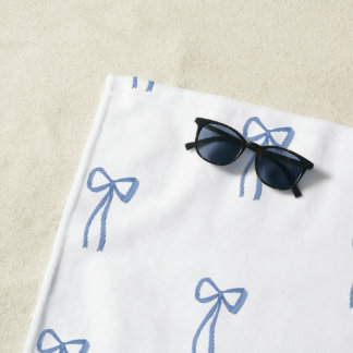Monogrammed Little Bow Blue Beach Towel