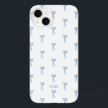 Monogrammed Little Bow Blue Case-Mate iPhone 14 Plus Case<br><div class="desc">The perfect print for your New England beach vibe!

Preppy pattern featured hand drawn blue bows.</div>