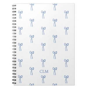 Monogrammed Little Bow Blue Notebook
