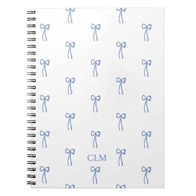Monogrammed Little Bow Blue Notebook (Front)