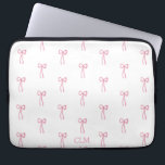 Monogrammed Little Bow Pink Laptop Sleeve<br><div class="desc">This preppy pattern features hand drawn pink bows and your own monogram.</div>