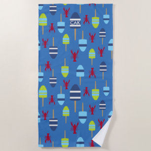 Monogrammed Lobster Buoy Nautical Beach House Fun Towel