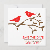 Monogrammed Love Birds Wedding Save the Date