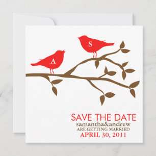 Monogrammed Love Birds Wedding Save the Date Invitation