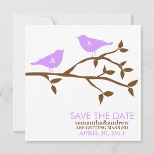 Monogrammed Love Birds Wedding Save the Date Invitation