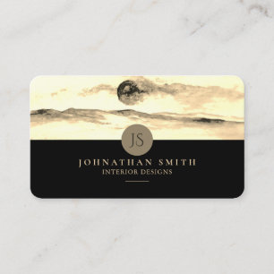 Monogrammed Luxury Golden Landscape Social Media Business Card
