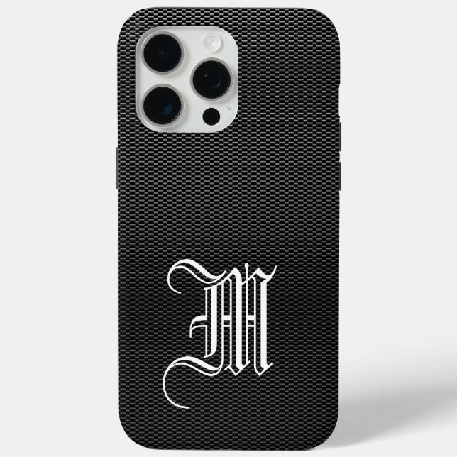 Monogrammed "M" Faux Carbon Fibre OtterBox Case-Mate iPhone Case (Back)