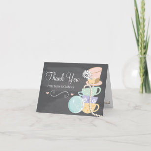 MONOGRAMMED MAD HATTER WEDDING THANK YOU CARD