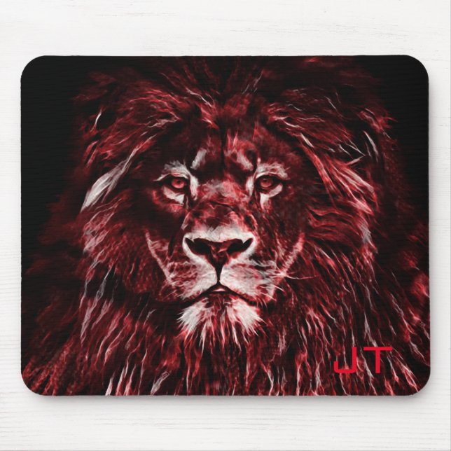 Monogrammed Majestic Red Lion Mouse Pad (Front)