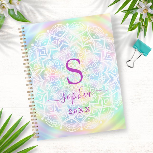 Monogrammed Mandala Neon Holographic 2025 Planner (Creator Uploaded)