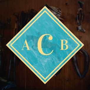 Monogrammed Marbled Turquoise Horse Tack Trunk