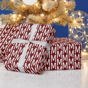 Monogrammed maroon wine custom initial pattern wrapping paper