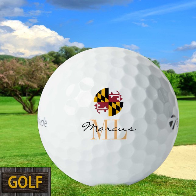 Monogrammed Maryland Flag & Maryland, USA Golf Golf Balls (Creator Uploaded)