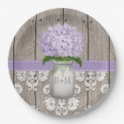 Monogrammed Mason Jar Purple Hydrangea Wedding
