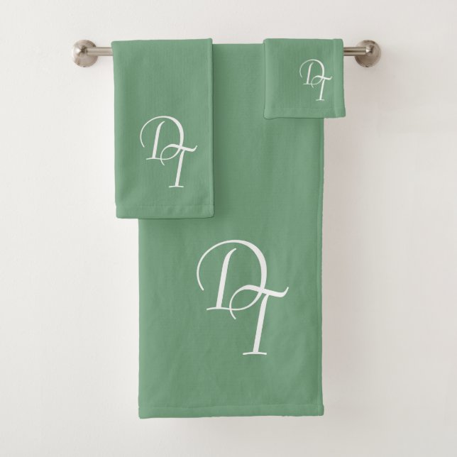 Monogrammed Matcha colour Bath Towel Set (Insitu)