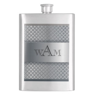 Monogrammed Metal Texture Classic Flask