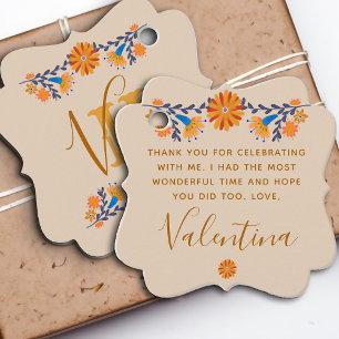 Monogrammed Mexican Floral Western Boho Favour Tags