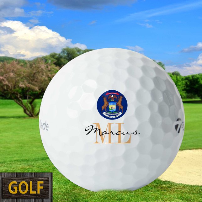 Monogrammed Michigan Flag & Michigan, USA Golf Balls (Creator Uploaded)