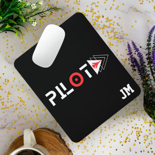 Monogrammed, Minimalist,Custom,Aeroplane,Pilot Mouse Pad
