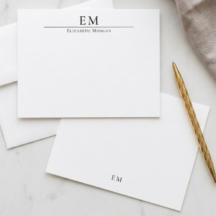 Monogrammed Minimalist Elegant Simple Black White Card