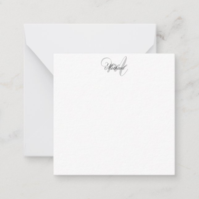 Monogrammed Minimalist Plain Modern Card (Front)
