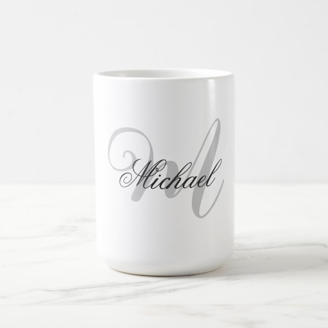 Monogrammed Minimalist Plain Modern Coffee Mug (Center)