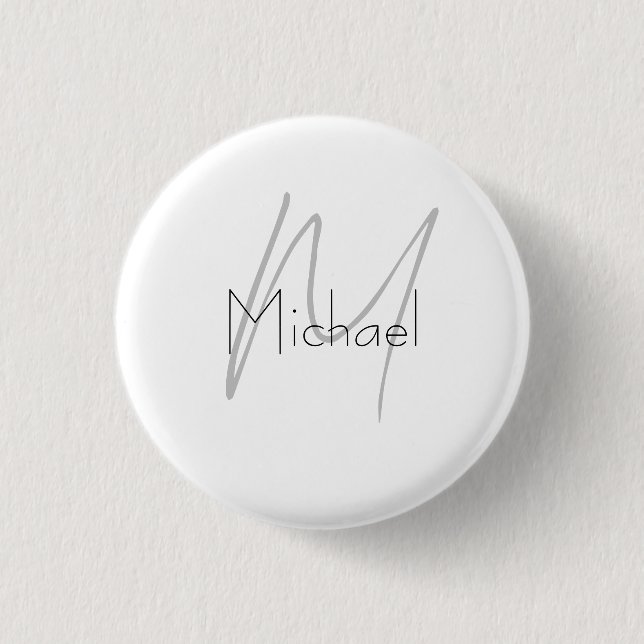 Monogrammed Minimalist Plain Modern Name 3 Cm Round Badge (Front)