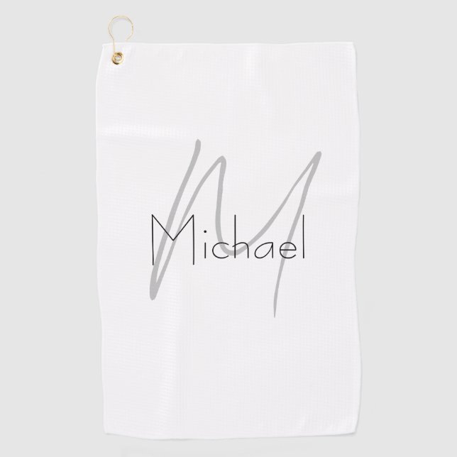 Monogrammed Minimalist Plain Modern Name Golf Towel (Front)