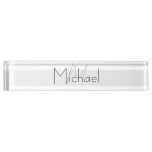 Monogrammed Minimalist Plain Modern Name Nameplate