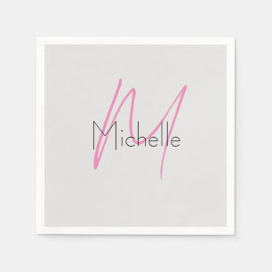Monogrammed Minimalist Plain Modern Name Napkin