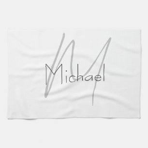 Monogrammed Minimalist Plain Modern Name Tea Towel