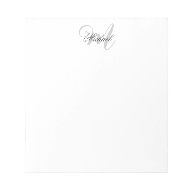 Monogrammed Minimalist Plain Modern Notepad (Front)