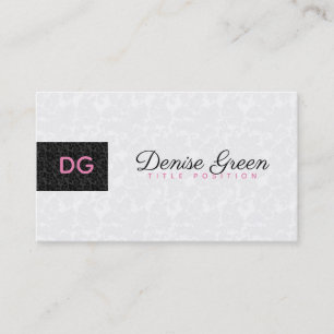 Monogrammed Modern Black & White Damasks Business Card