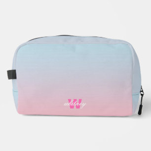 Monogrammed Modern Chic Pink Blue Pastel Ombre Dopp Kit