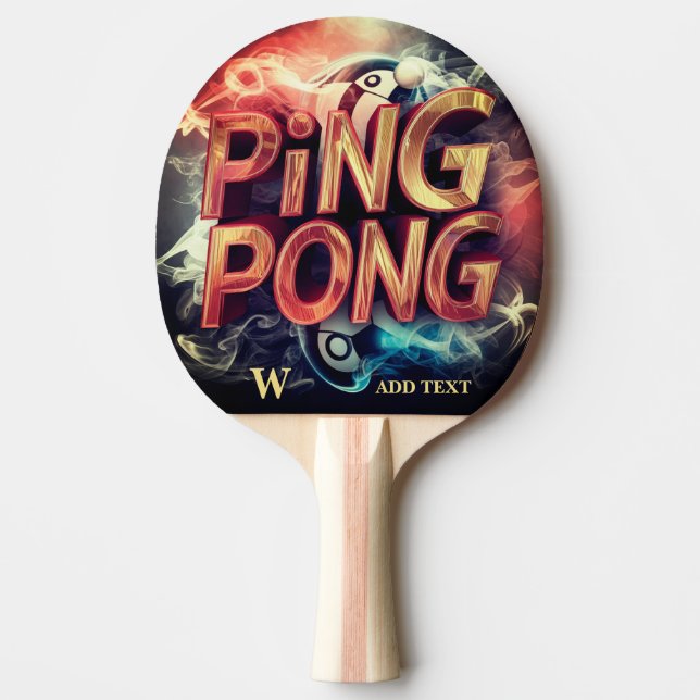 monogrammed modern colourful professional ping pong paddle (Front)