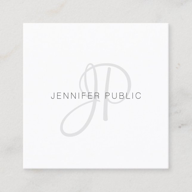 Monogrammed Modern Elegant Design Chic Template Square Business Card (Front)