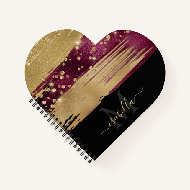 Monogrammed Modern Elegant Heart Script  Notebook (Front)