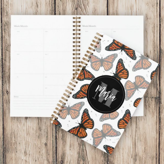 Monogrammed Modern Elegant Simple Butterflies Planner (Creator Uploaded)
