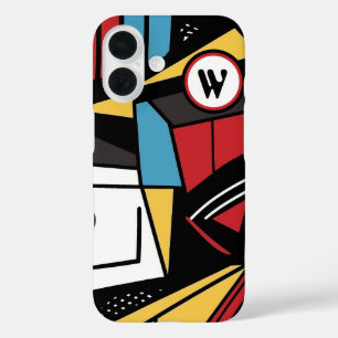 Monogrammed Modern Geometric Abstract iPhone 16 Case