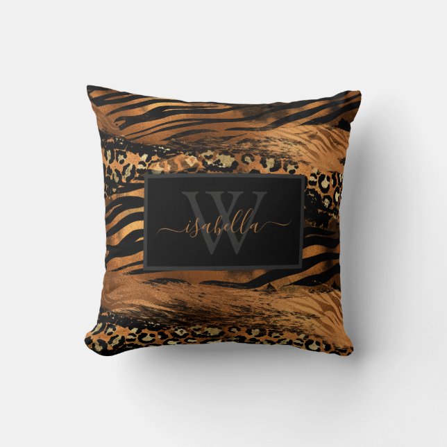 Monogrammed Modern Glitter Script Cushion (Front)