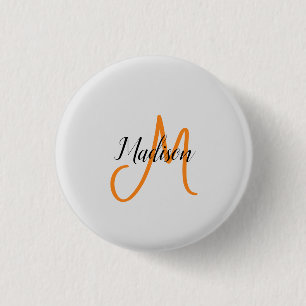 Monogrammed Modern Handwriting Name Initial 3 Cm Round Badge